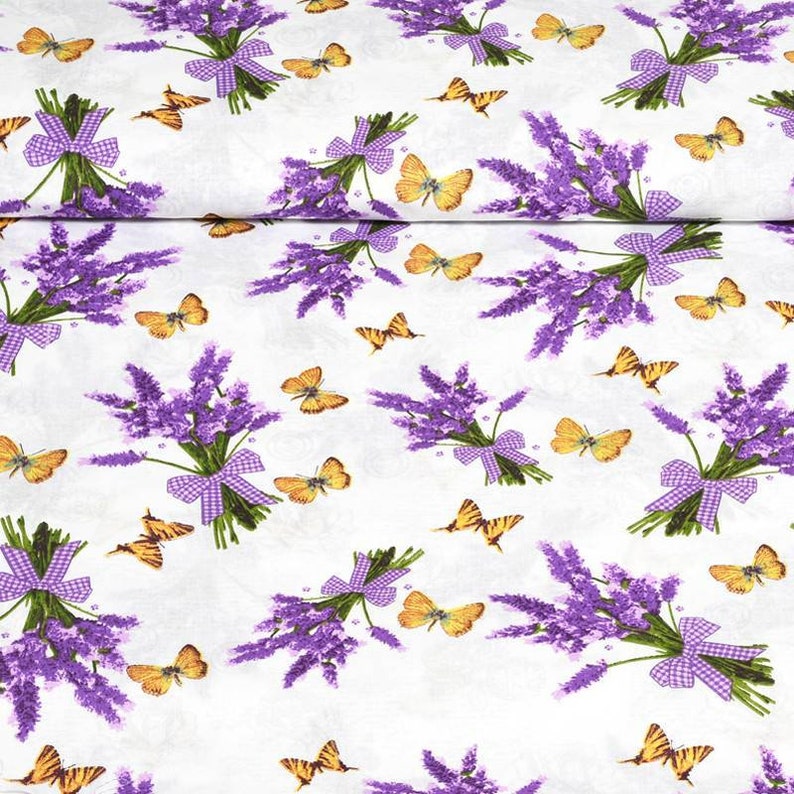 Lavender Cotton Fabricflowers Fabric by the Yardprovence - Etsy