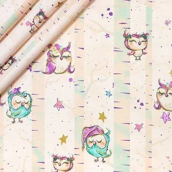 Owles cotton fabric,owl fabric, owles print,Fabric By The Yard,glitter fabric,Owl Fabric,Fabric for kids,nursery fabric,crib,birds fabric