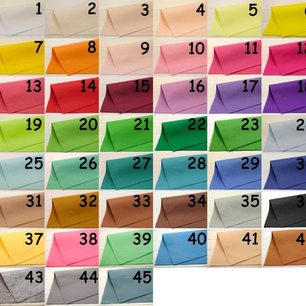 Soft Felt Sheets 7,8" × 11,8" ( 20×30cm) Soft Felt 1.2 mm, 45 colors,felt set, Craft Felt, DIY felt, Felt Fabric, Crafting, Jewellery