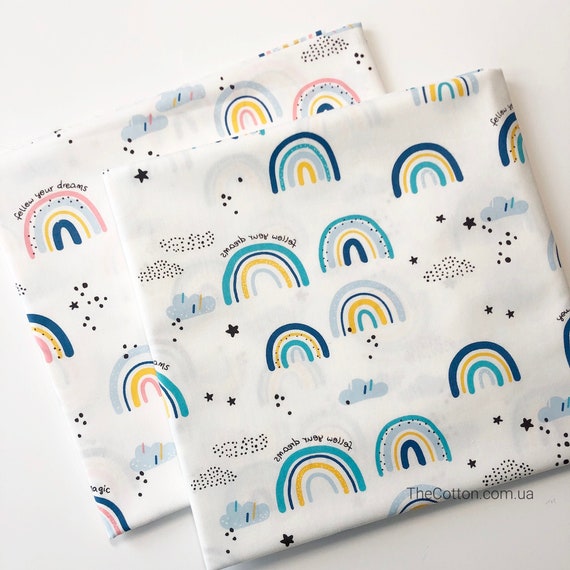 Rainbow Fabricscandinavian rainbow Fabric100 cotton sateen Etsy
