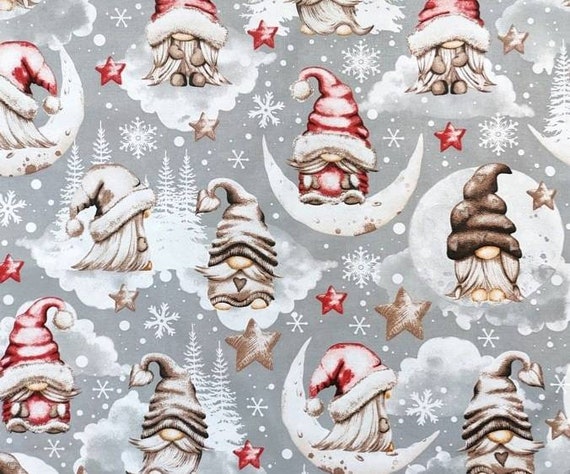 Christmas Fabric by the Yard,christmas Fabric, Christmas Gnomes  Fabric,christmas Fabric,christmas Material, Christmas Deer, Christmas Decor  