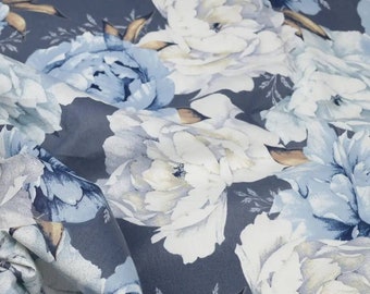 Peonies Fabric Cotton Fabric By The yard, Extra Wide 94" 240cm peony fabric flowers print blue peonies pink peonies beige gray peony