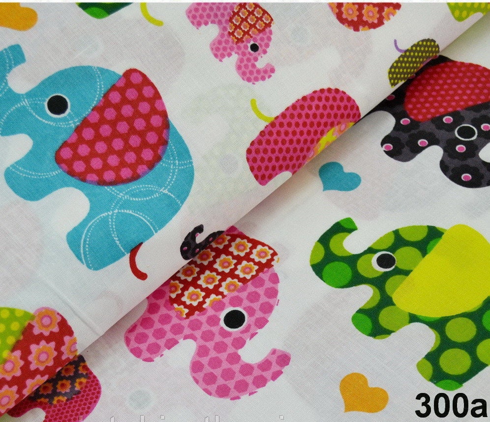 Colorful Elephant FabricFabric by the yard Baby Elephant Etsy
