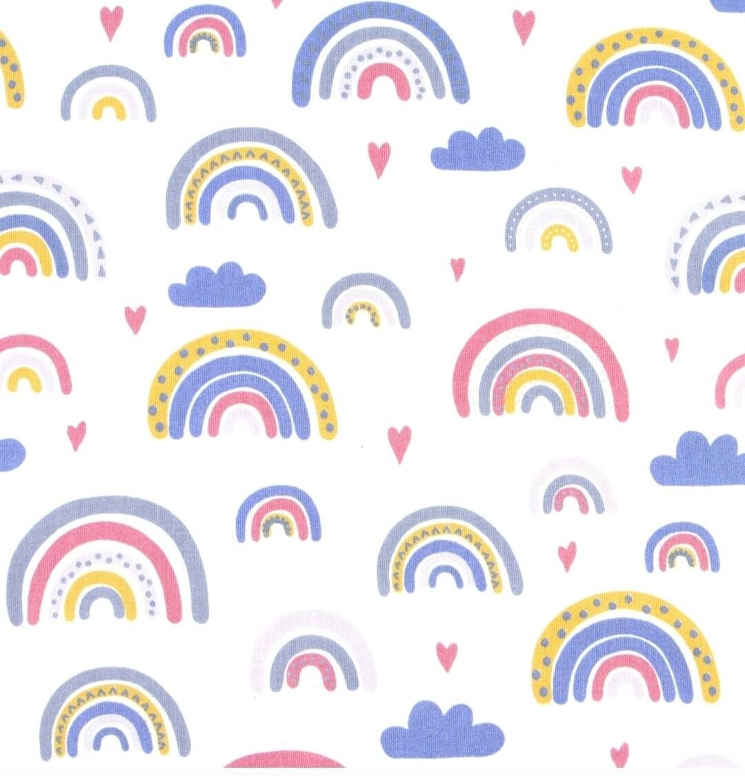 Rainbow Cotton Fabric by the Yard Rainbows Fabric Rainbows Etsy