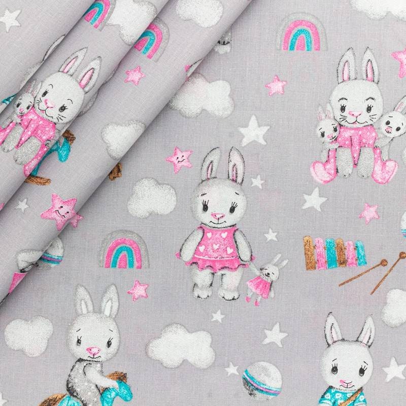 Bunny cotton FabricBunny Rabbit Fabric Fabric by the Etsy