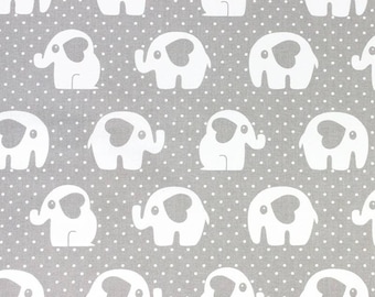 Tissu en coton éléphants, tissu éléphant par mètre, tissu pour bébé, tissu éléphant gris, tissu tropical, tissu pour chambre de bébé, tissu de courtepointe pour bébé, pois