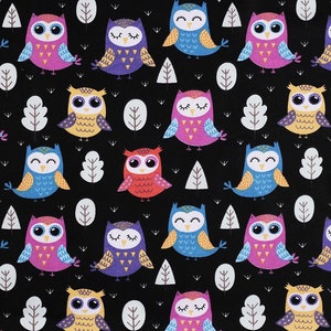 Owl Fabric, Fabric by the yard, Owl Print,Baby Fabric ,Cotton Fabric ,colorful Owls ,Cartoon Fabric ,organic fabric, Fabric for kids, quilt