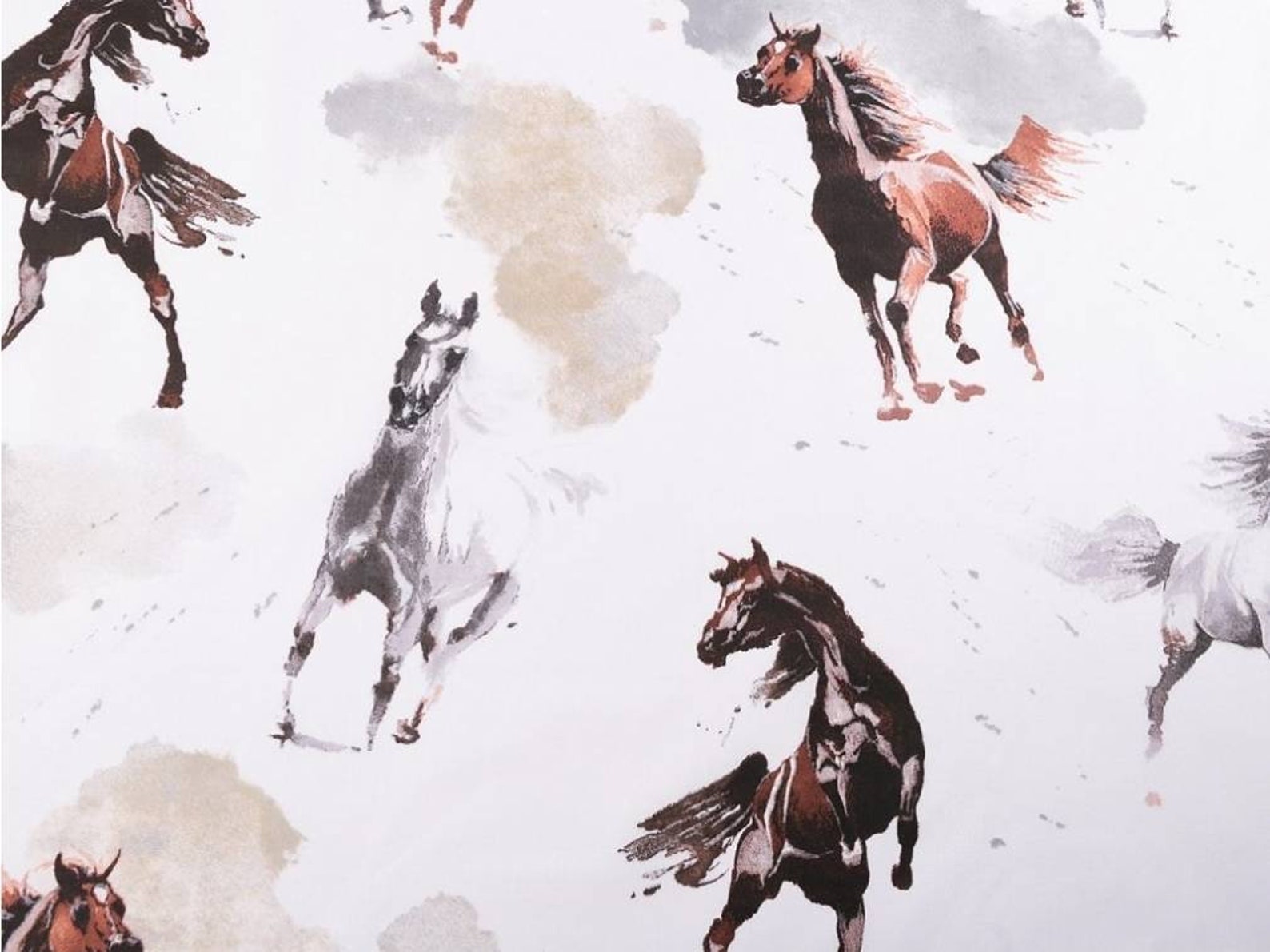 Horse Cotton Fabric by the Yard Wild Horses Fabrichorses Etsy