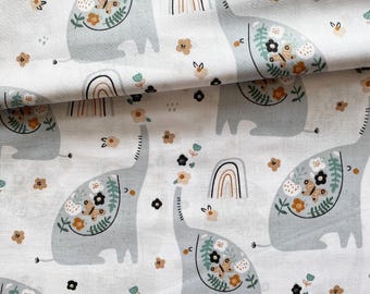 Elephant cooton Fabric, Elephant Fabric by the Yard,Baby Girl Fabric, flowers Fabric,rainbow cozy Fabric,Nursery Fabric,baby quilt fabric