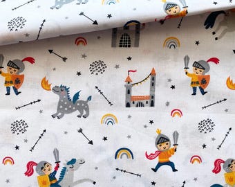 Dragons Knights cotton Fabric,Princess fafric, Prince fabric,Quilting fabric,Boy Fabric,nursery fabric,baby fabric,crib, fat quarter