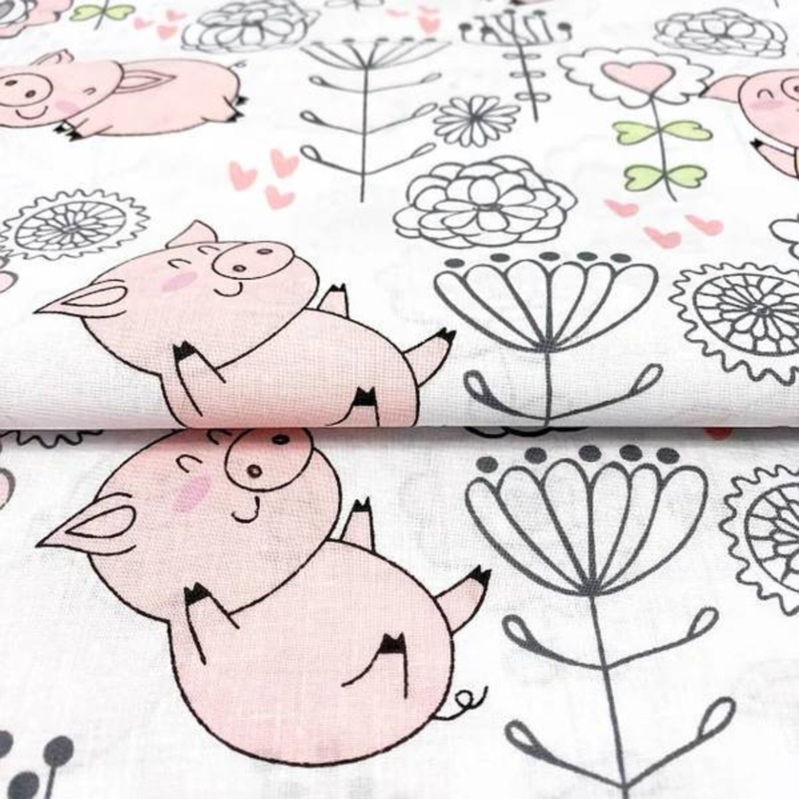 Cute Piggy Fabric Pig Print Fabric by the Yardhalf Yard Etsy