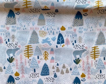cotton Fabric by the Yard, Bear fabric, bunny Fabric,  Baby Fabric, Nursery fabric