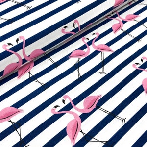 Flamingo fabric,Stripe Flamingos fabric,Flamingo Cotton,Flamingo,Regatta Flamingos,Tropical fabric,Nursery Fabric,Fabric by the yard
