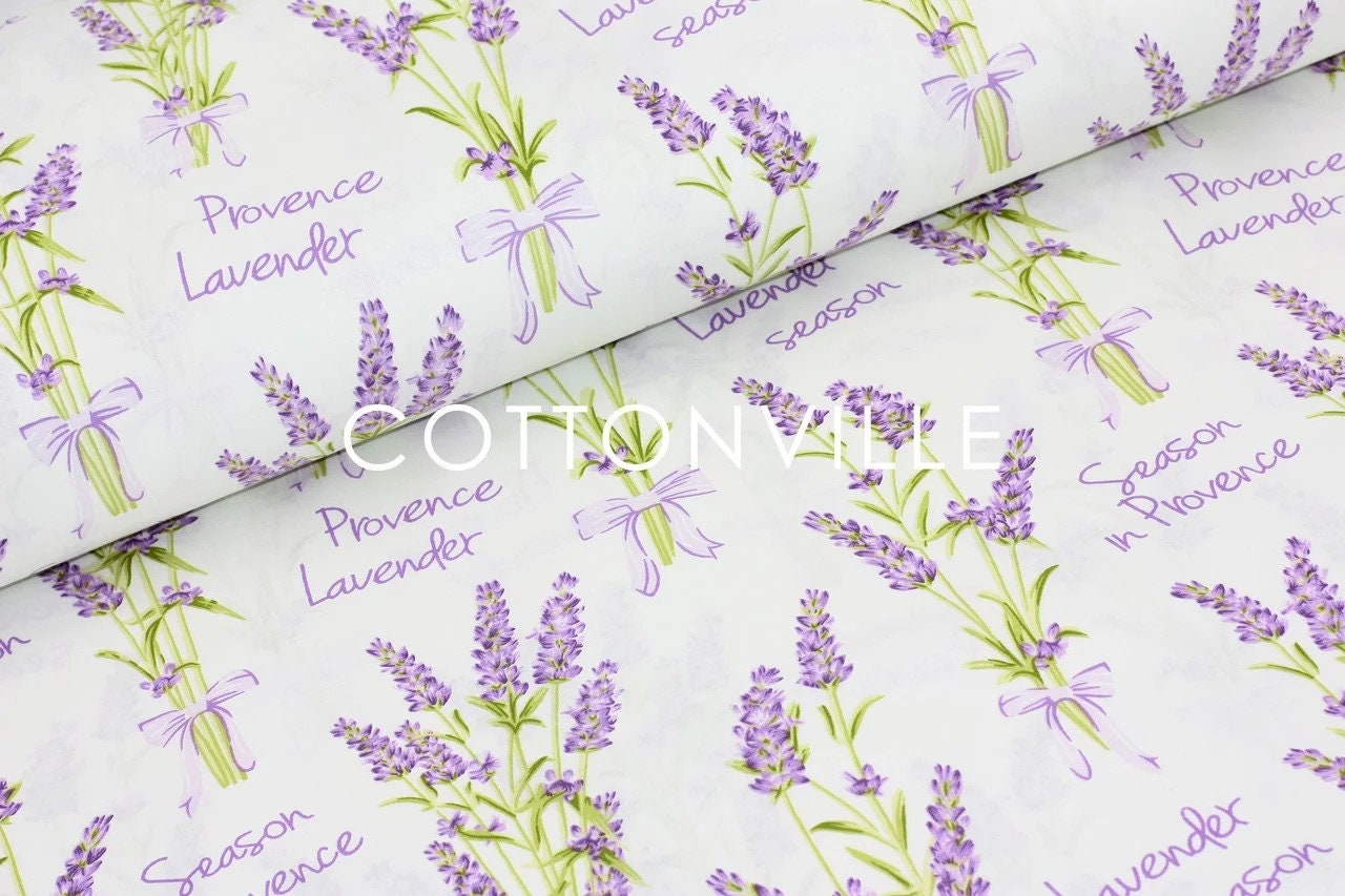 Lavender FabricFlowers Cotton Fabric By The YardProvence Etsy