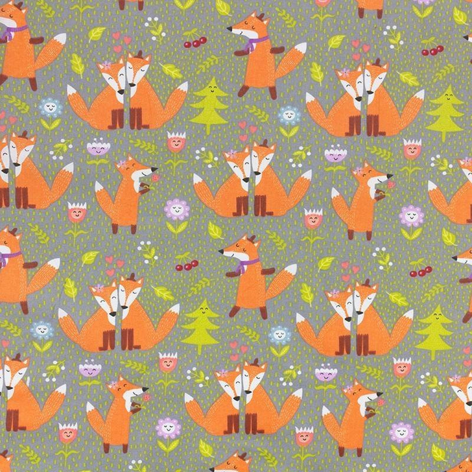 Fox Cotton FabricFox Fabric by the YardWoodland | Etsy