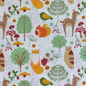 Forest animals fabric,cotton  fabric,deer fabric,Fox fabric,owl Fabric,forest animals fabric,squirrel,Baby fabric,Fabric by the Yard