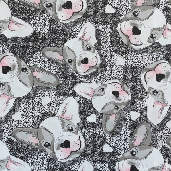 Dogs Cotton Fabric,Pets Fabric,  French Bulldog Fabric,Fabric by the Yard quarter meter, dog breeds fabric, dog print fabric, dog lovers