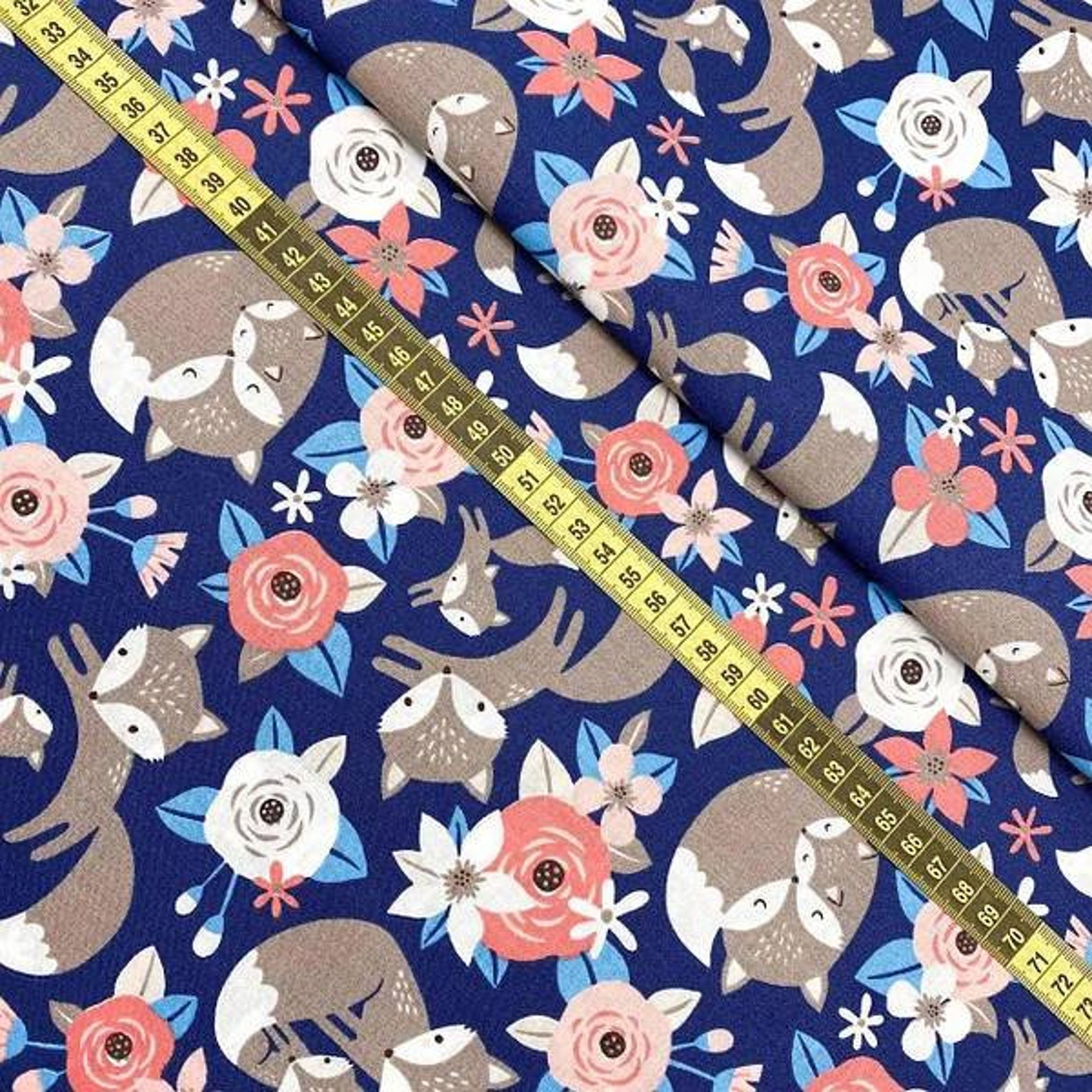 Fox Cotton Fabric Foxes Fabric by the Yard Baby Fabric Etsy