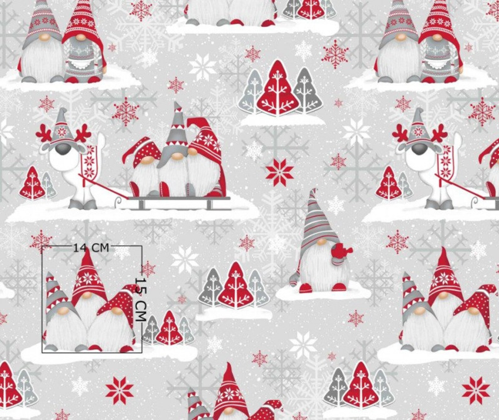 Gnomes Cotton Fabric by the Yard Christmas Fabric Etsy
