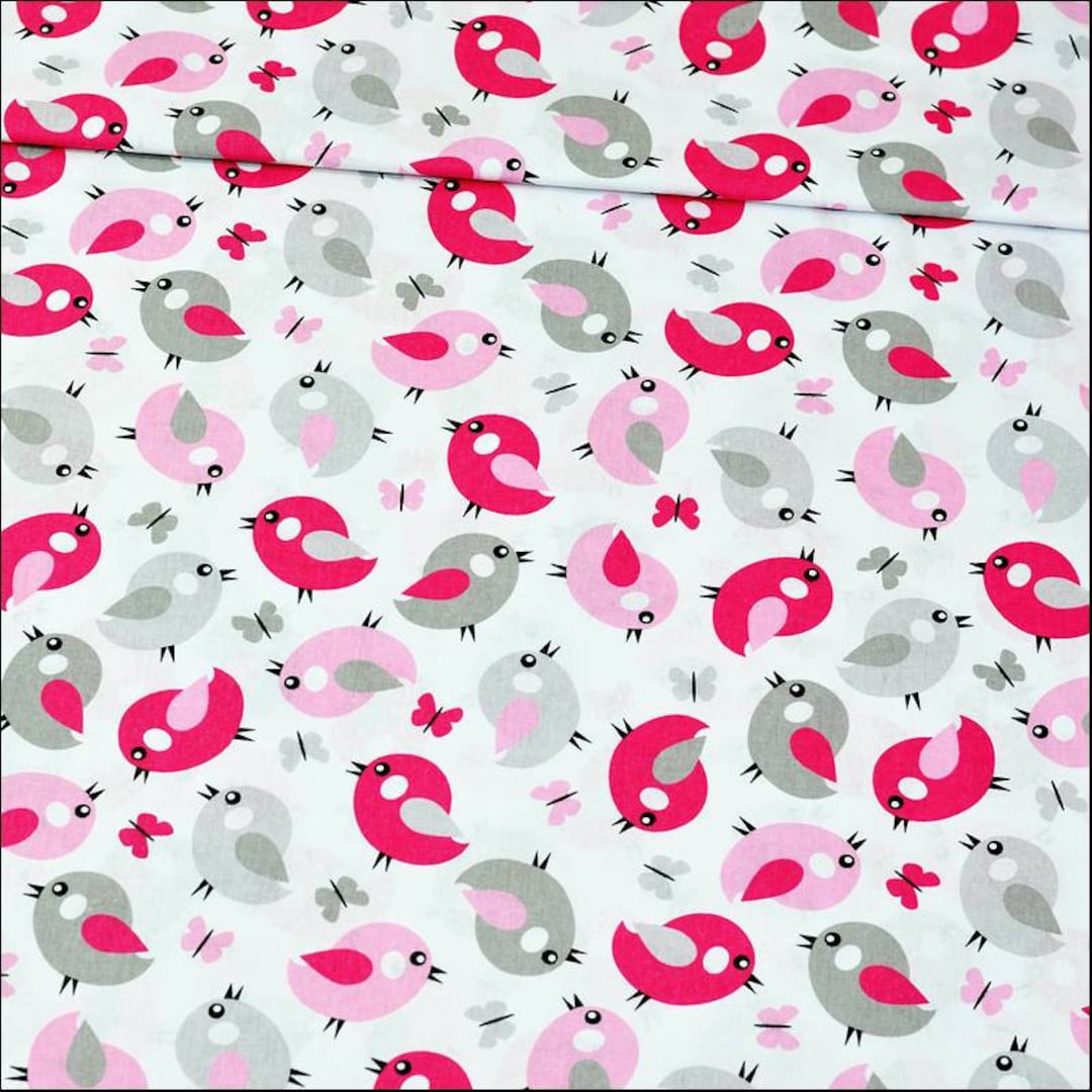 Birds Cotton Fabric by the Yardpink Birds Fabric Baby Girls Etsy