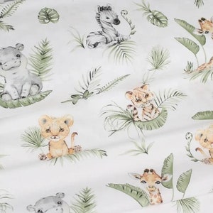 Zebra Elephant lions hippo giraffe cotton fabric, African Animals, Nursery, Safari Fabric, Fabric by the Yard, savanna fabric, jungle fabric