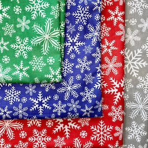 Christmas cotton fabric Snowflake fabric,Christmas ornament, Christmas print,Holiday fabric, 5 colours