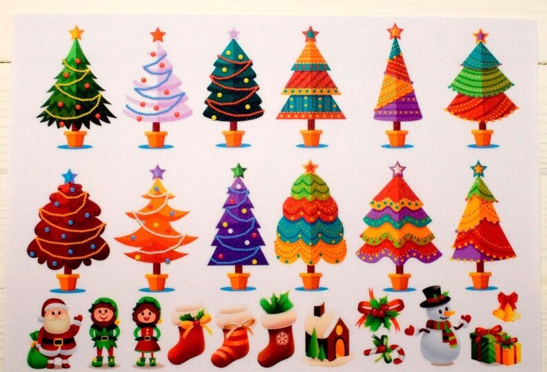 Christmas tree toy on felt,Christmas felt,Felt Sheets,Holiday Felt,Printed Felt Fabric,quiet book page,felt board story,quiet book,busy book