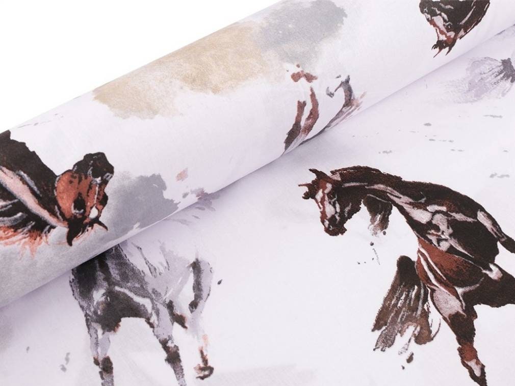 Horse Cotton Fabric by the Yard Wild Horses Fabrichorses Etsy