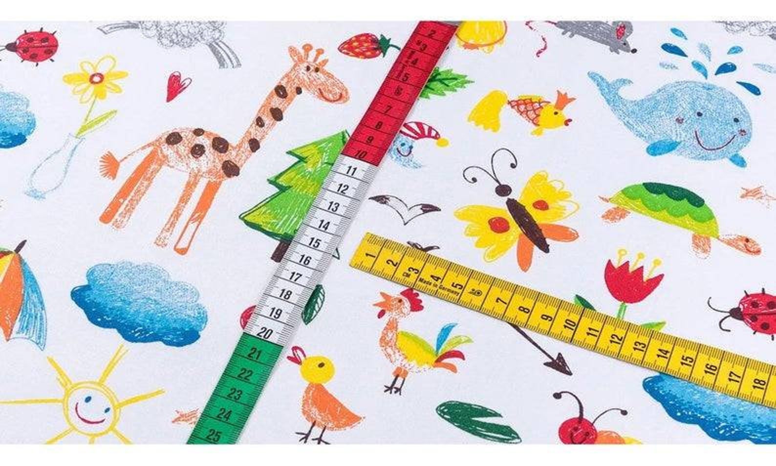 Cotton Fabric Children Drawing Fabric by the Yard Quilting Etsy UK