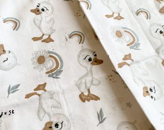 Tessuto a forma di paperella, tessuto Quackers, tessuto a forma di paperella di gomma, tessuto per bambini, tessuto tagliato su misura, tessuto organico, tessuto di cotone, tessuto arcobaleno