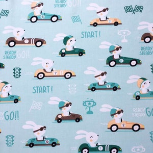 Kaninchen Stoff, Racing Auto Stoff, Fahrer Stoff, Baumwolle Stoff, Bunny Stoff, Stoff Bulk Stock, Jungen Stoff, Autos Stoff, Kinder Stoff, Sportwagen