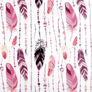 Feathers cotton fabric,beads fabric,boho fabric,indian fabric,Feather Material,Tribal Feathers,Nursery,Quilting Fabric,Fabric by the Yard