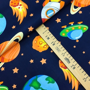 Cotton Space Fabric,fabric by the yard,Rocketship Fabric,Galaxy,Nursery Decor,Boys Fabric,planets fabric,stars,Astronauts fabric,bedding
