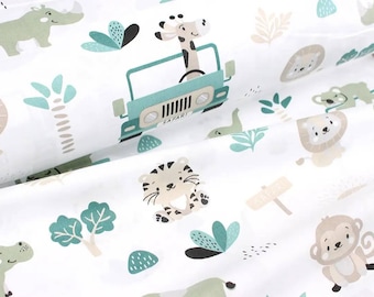 Safari animals fabric,cotton fabric,African Animals Fabric,baby Nursery Fabric,Fabric by the Yard, boys girls fabric fabric for children zoo