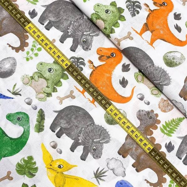 Dino Cotton Fabric Dinosaur Fabric Dino World Quilting Etsy