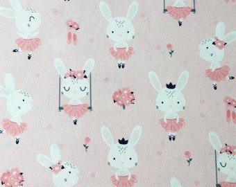 Bunnies Fabric,Rabbits fabric,Ballerinas Fabric,100% cotton,girls Fabric,princess Fabric,Dance Fabric,nursery,baby fabric,Fabric by the Yard