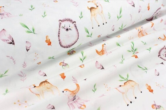 Waldtiere Baumwollstoff, Reh-Stoff, Igel-Stoff, Fuchs-Stoff