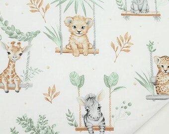Zebra Elephant lions hippo giraffe cotton fabric by the yard,African Animals,Nursery, Safari Fabric,savanna fabric,jungle fabric,baby animal