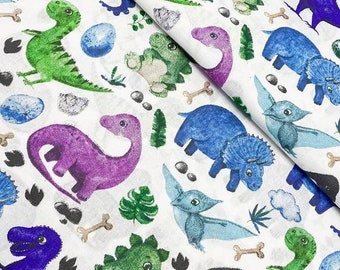 Dino cotton Fabric, Dinosaur Fabric, Dino world,  Quilting fabric, Boys Fabric, nursery fabric, baby  fabric, Fabric by the Yard