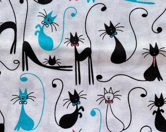 Tela de algodón con gatos cortada a medida, Tela de algodón estampada, Tela para bebés, Tela con estampados de gatos, Tela para acolchado, Tela con estampados de gatos modernos