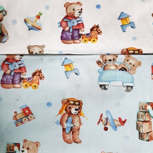 Bear cotton Fabric, Bear Fabric by the Yard,Baby Boy Fabric,Organic Fabric,Nursery Fabric,baby quilt fabric,toys fabric, bears