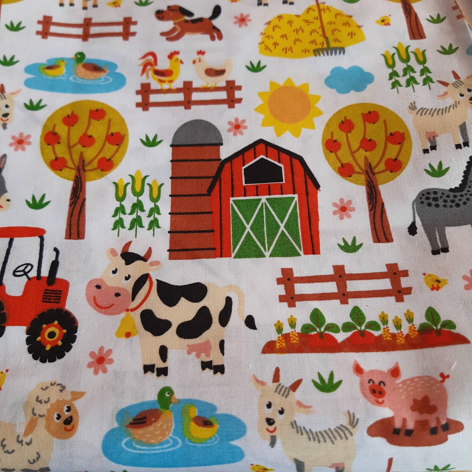 Farm Cotton Fabricfarm Animal Fabricfarm Print Fabricrustic Etsy
