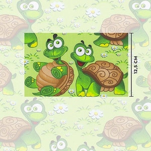 Turtles cotton Fabric by the Yard,Green Turtle Fabric,Baby Girl Fabric,Baby Boy Fabric,Organic Fabric,Sea Turtles,Nursery Fabric,quilt image 4