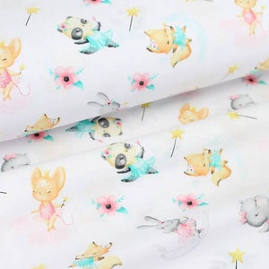 New!Ballerinas fabric,fairy fabric, princess fabric,animals fabric,Cotton fabric by the yard,Baby girls fabric,magic wand,hippo bunny panda