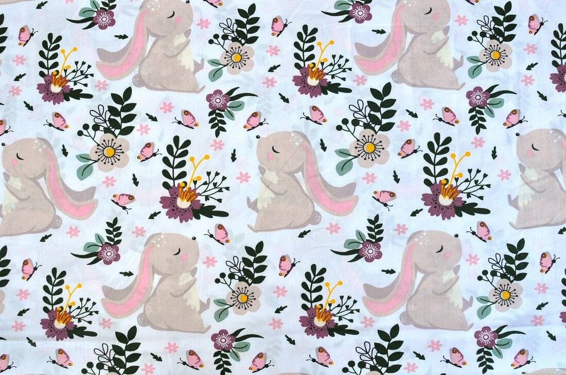 Bunny cotton Fabric by the Yard Rabbits sweet Bunnies Fabric Etsy