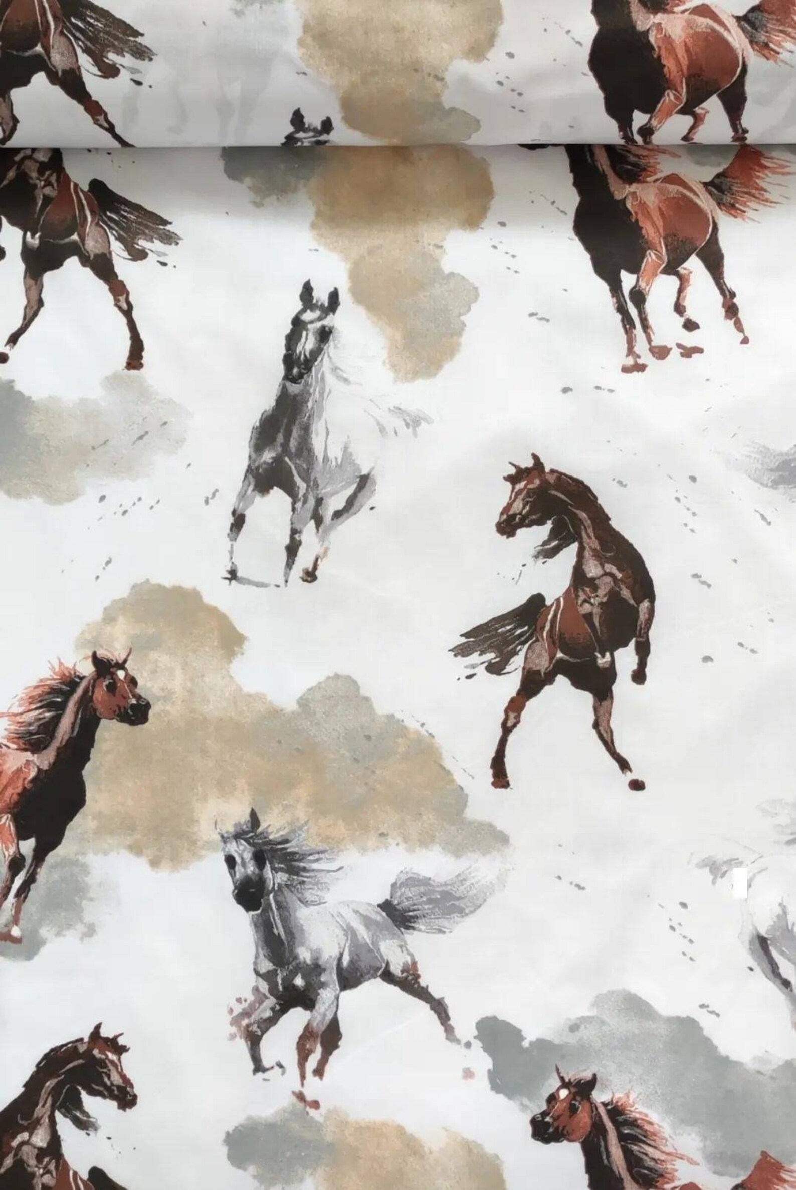 Horse Cotton Fabric by the Yard Wild Horses Fabrichorses Etsy