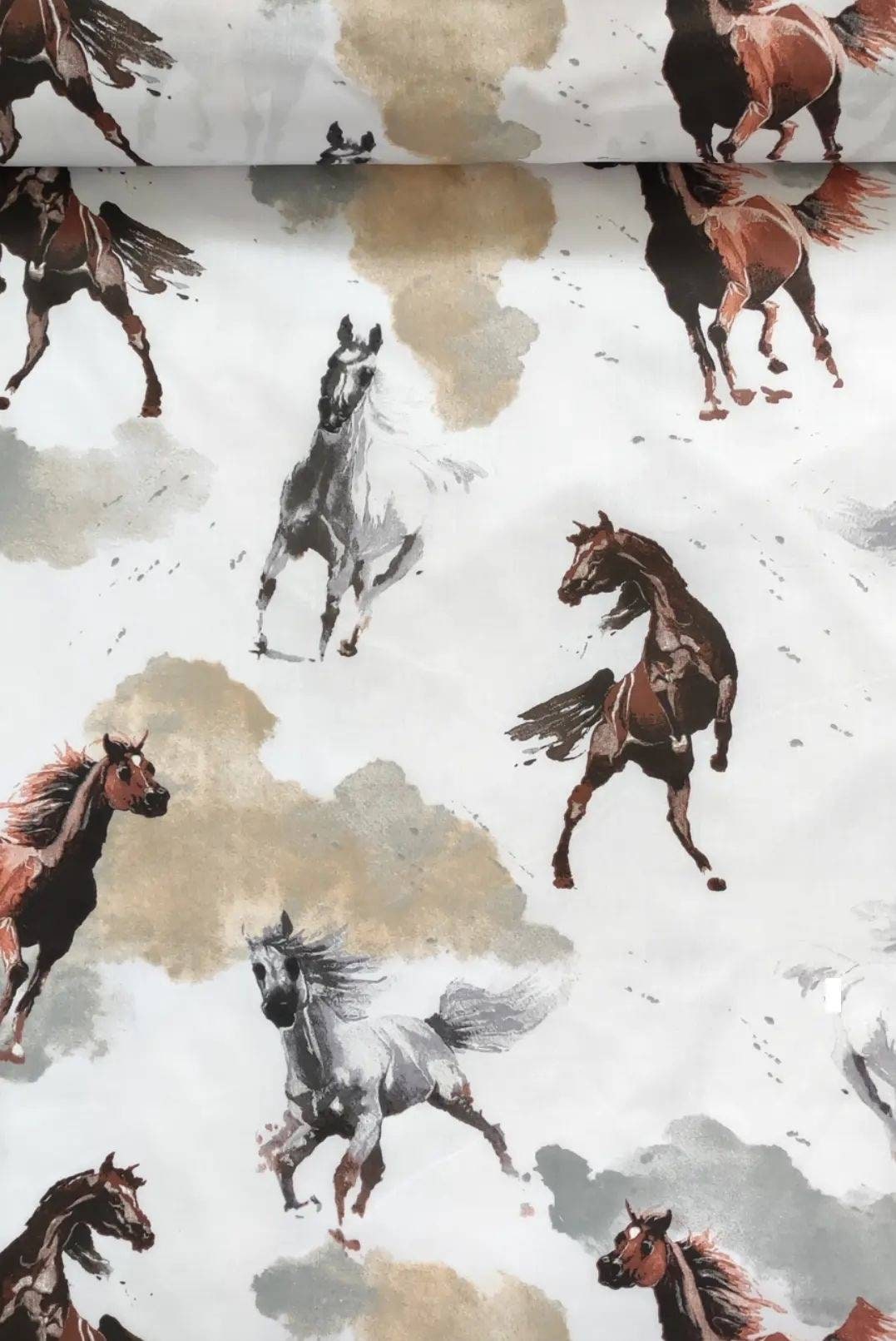 Horse Cotton Fabric by the Yard Wild Horses Fabrichorses Etsy
