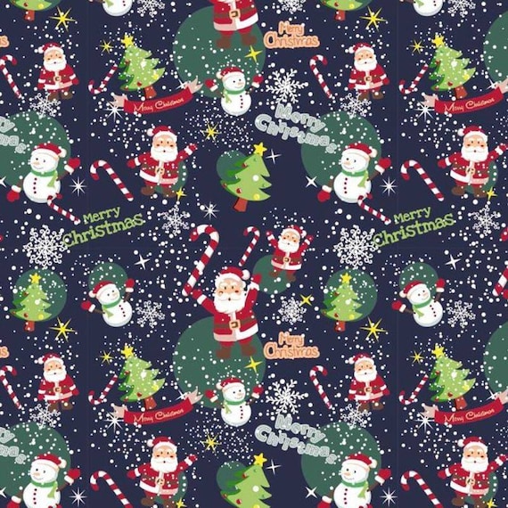 Christmas cotton Fabric By The Yard, Santa fabric,merry Christmas,Happy  Holidays Cotton,Christmas Material,Winter fabric,snow fabric, Xmas