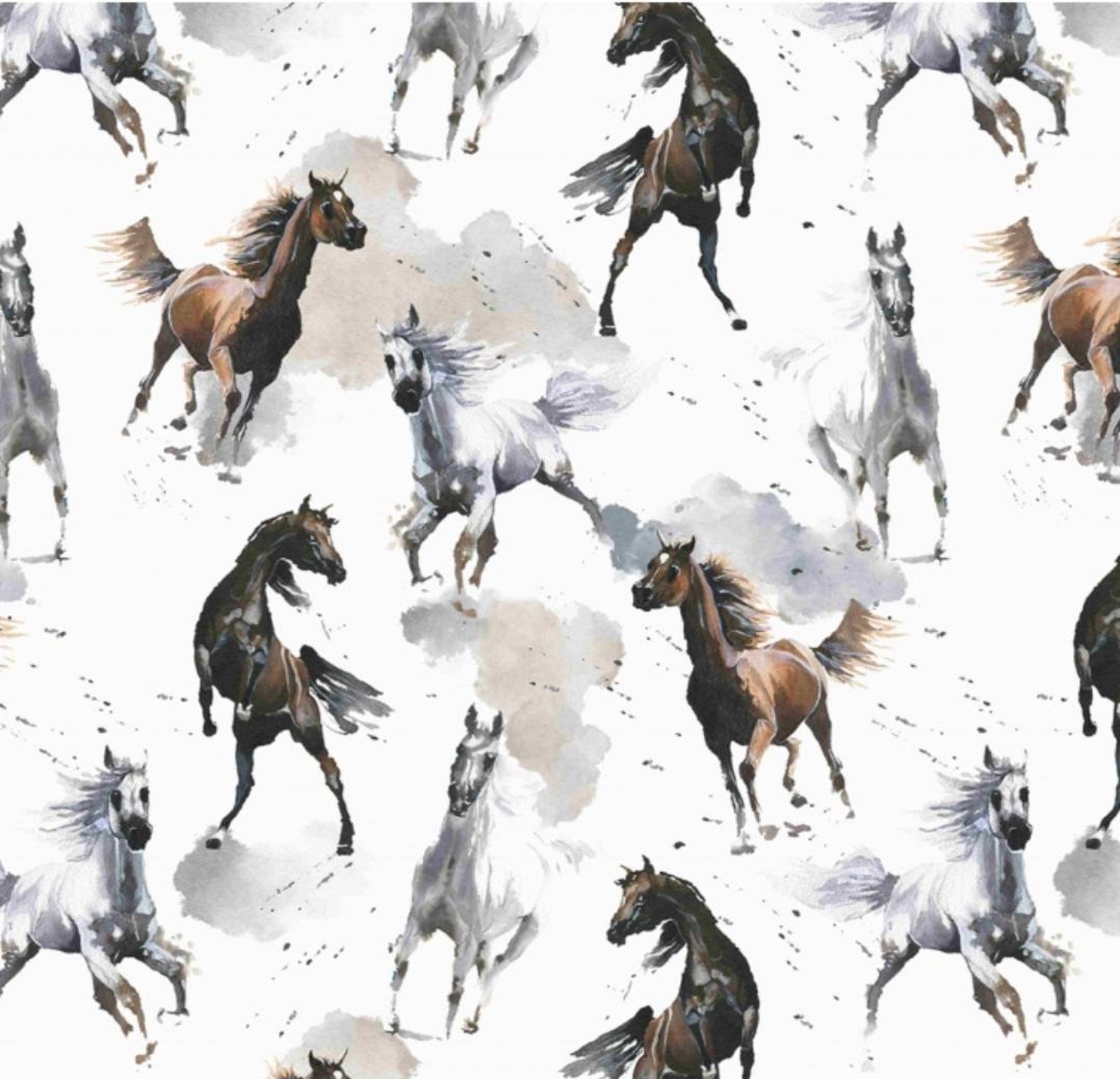 Horse Cotton Fabric by the Yard Wild Horses Fabrichorses Etsy