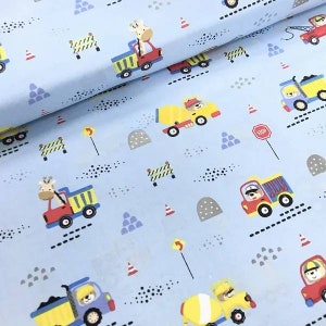 Animals fabric,cars fabric,cotton Fabric,Construction Trucks,Fabric By The Yard,Nursery Fabric,baby fabric,construction vehicles,boys fabric